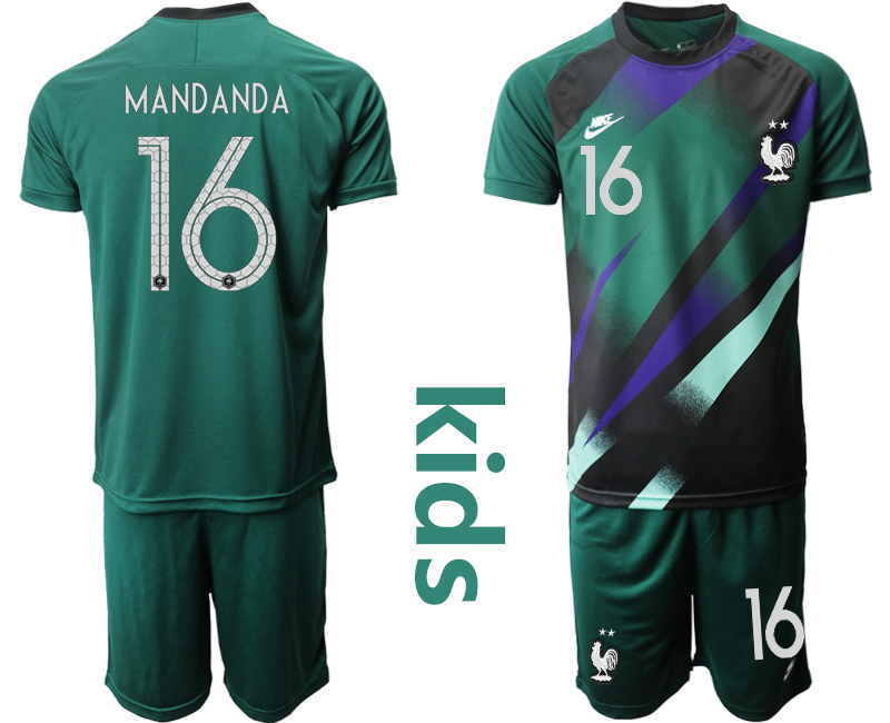2021 European Cup DFrance ark green Youth goalkeeper #16 soccer jerseys